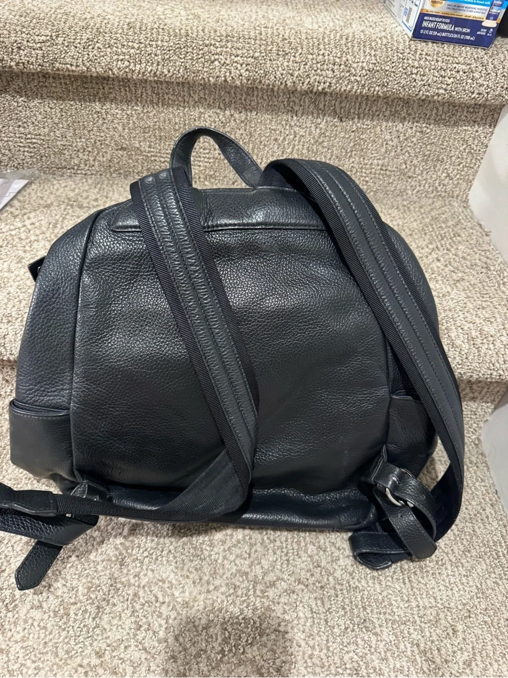Vivienne Westwood Black Pebbled Leather Backpack with Silver Hardware